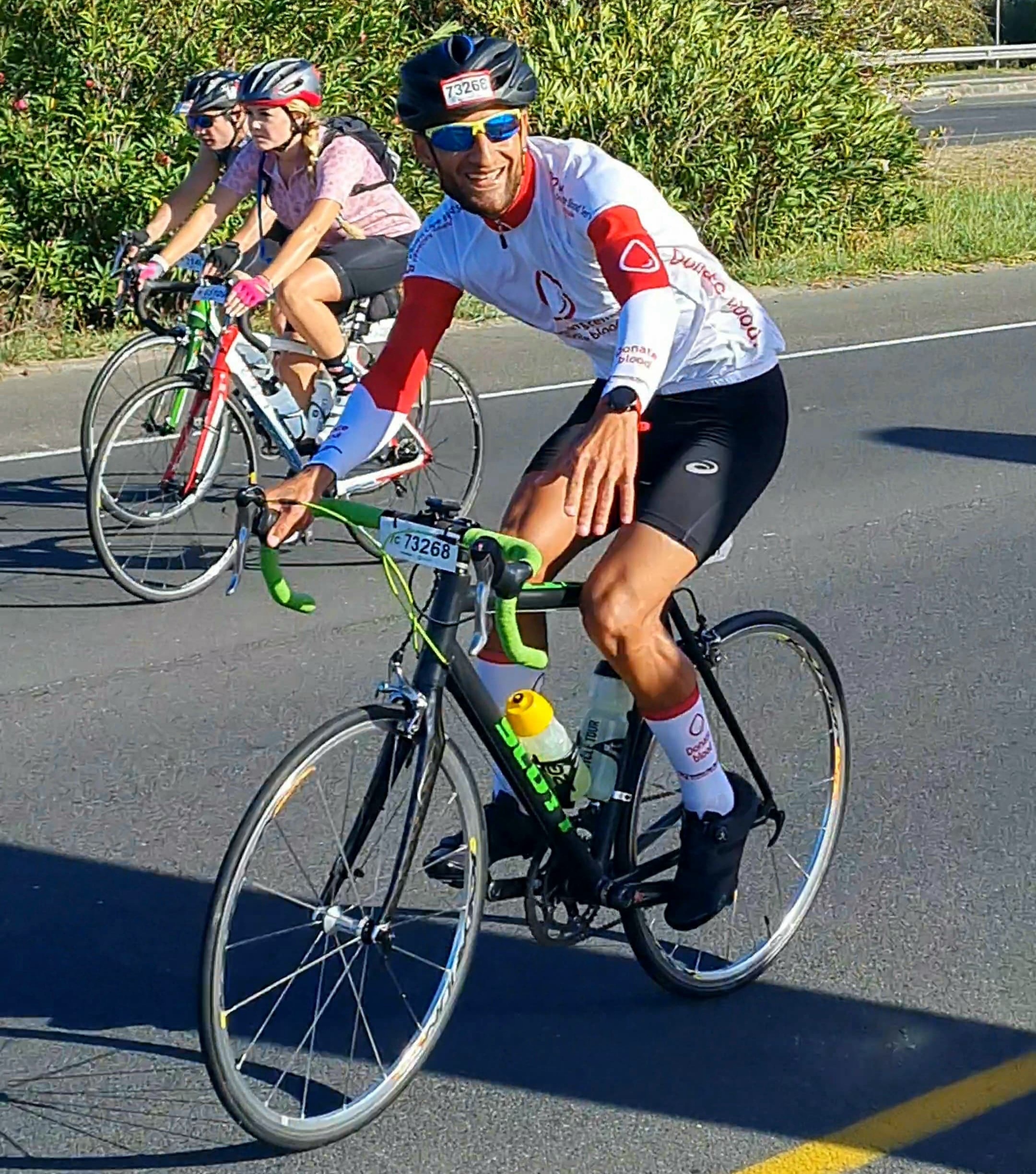 Blood donor Paul Thompson at the Cape Town Cycle Tour