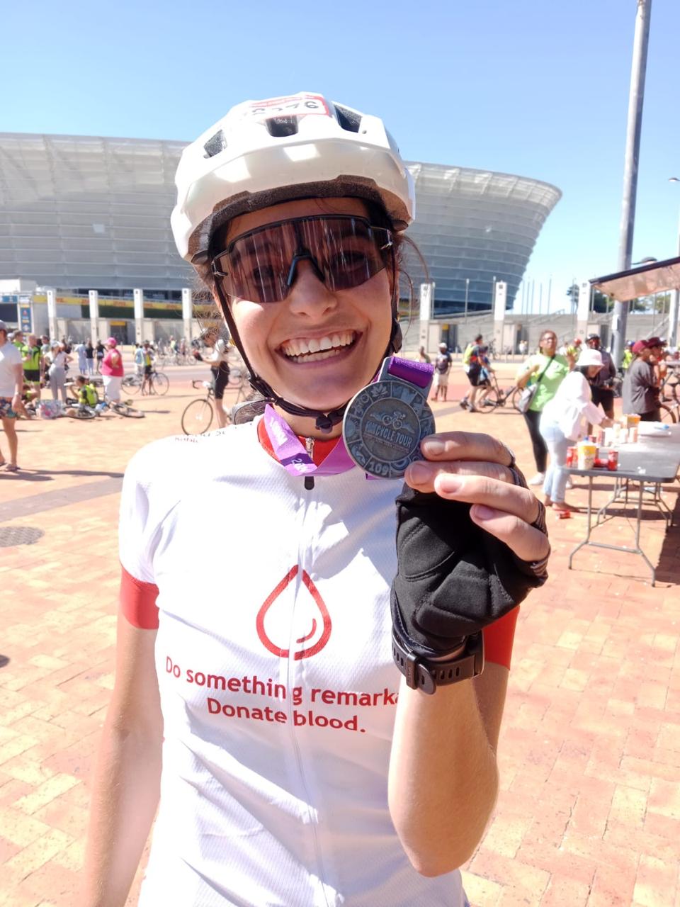 Blood Donor Simone at the Cape Town Cycle Tour